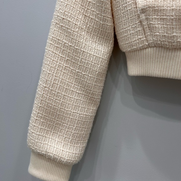 Jason Wu cropped tweed bomber jacket in cream size extra small - Picture 4 of 6